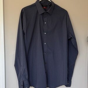 Van Heusen Navy Checkered Dress Shirt